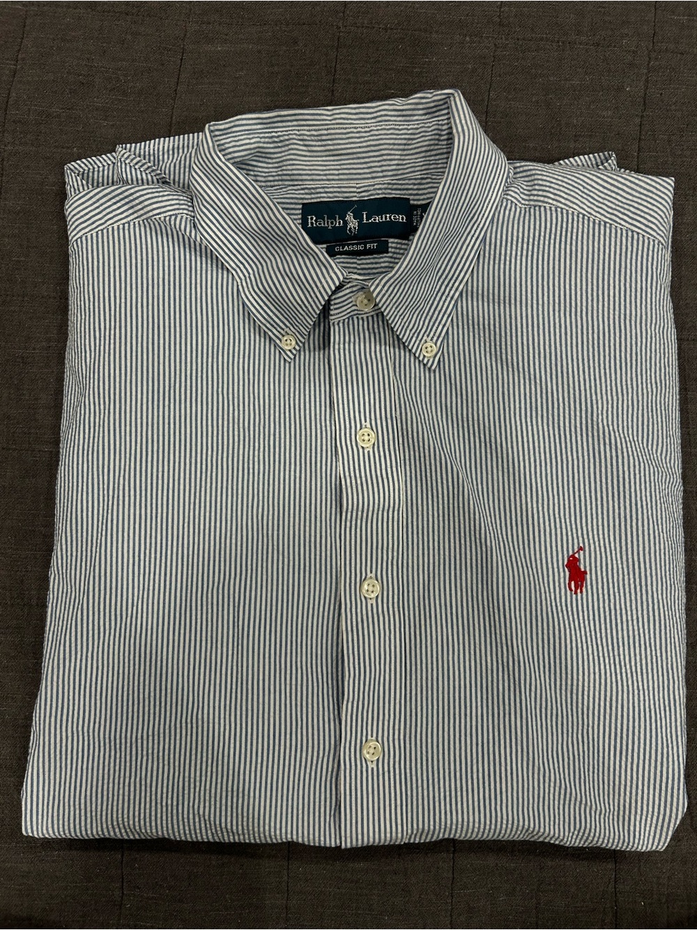 Ralph Lauren Blue/White classic fit Button-Down short sleeve